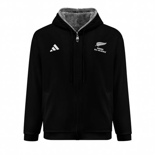 Māori All Blacks Zip-Up Fleece Hoodie