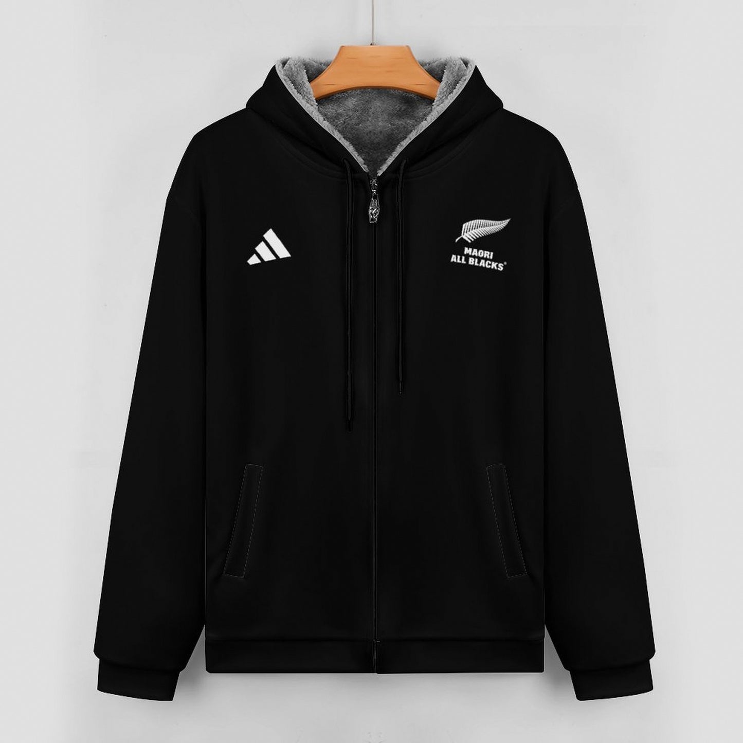 Māori All Blacks Zip-Up Fleece Hoodie