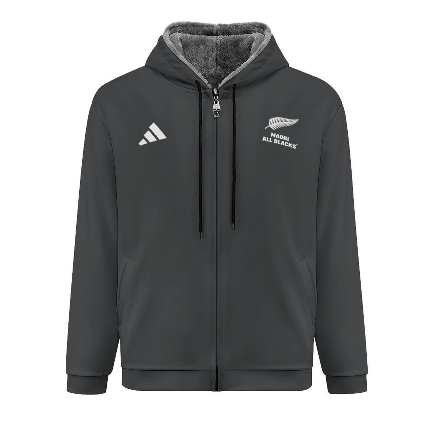 Māori All Blacks Zip-Up Fleece Hoodie