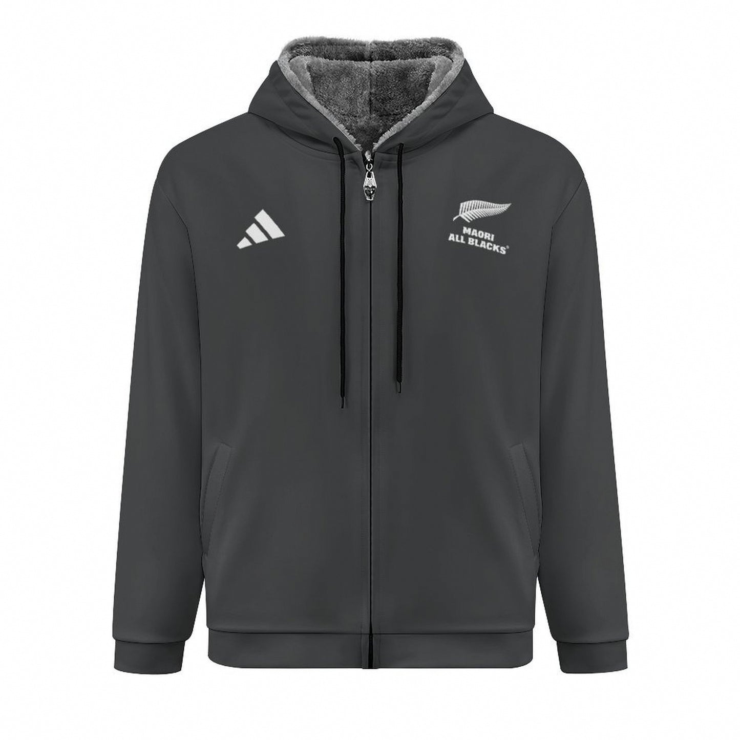 Māori All Blacks Zip-Up Fleece Hoodie