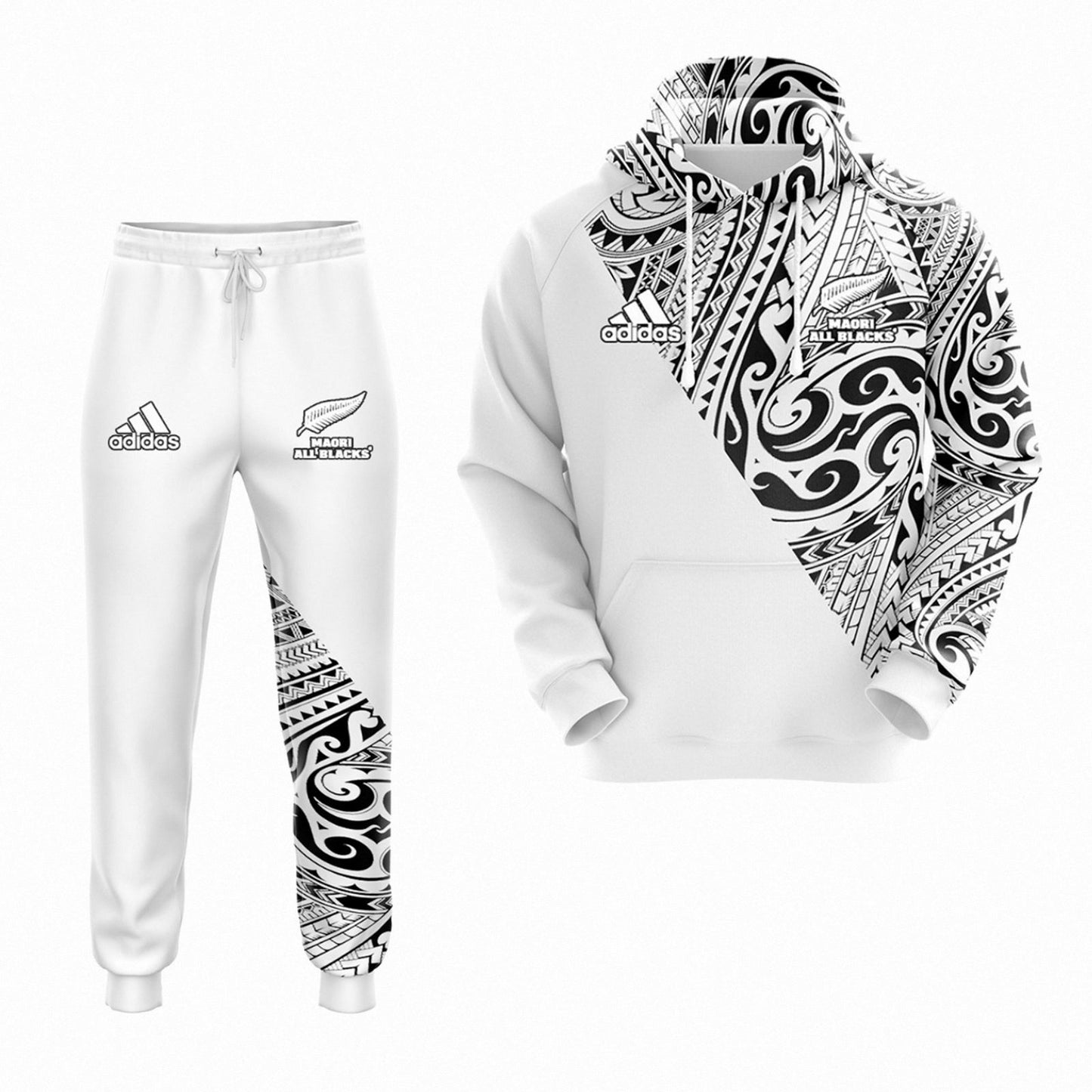 2025 All Blacks Maori Inspired White Hoodie and Pants